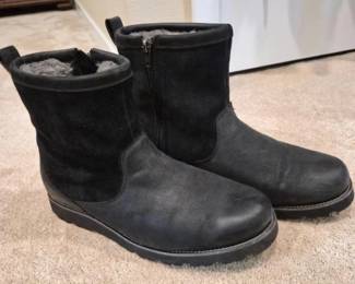 Men's UGG Classic Black Leather & Suede Boots – Size 12