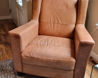 Chestnut Leather Wingback Chair