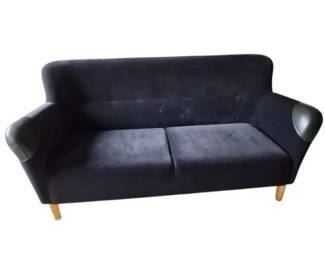 Modern Black Microfiber Accent Sofa 