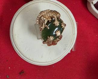 Custom made 14K and Jade ring 