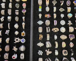 Assorted $20 Sterling rings. We have hundreds of these in this sale 