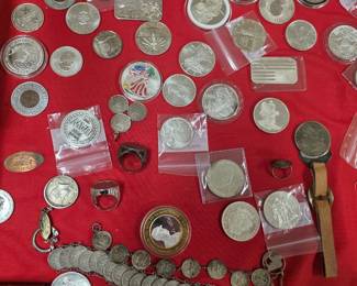 Assorted Silver coins and jewelry 