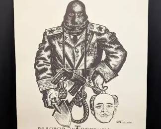 BB054 Private of the Information Front  1991 Linocut Print by Anatoly M Getmansky