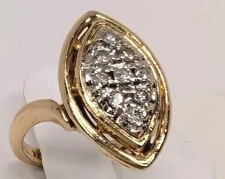 BB010 Art Deco 14K Gold and Diamond Ring