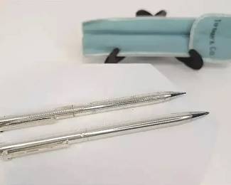 BB003 Tiffany  Co. Sterling Silver Pen and Mechanical Pencil with Pouch