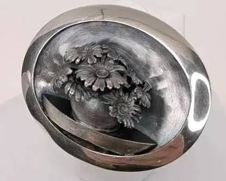 BB022 Sterling Silver Flower Pot Brooch