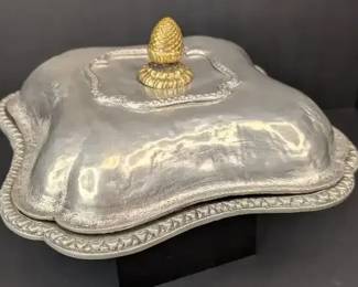 BB030 Portuguese Pewter Lidded Serving Dish