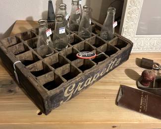 Vintage bottles a nd case