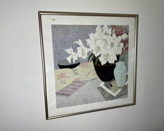 A large-scale framed and matted limited edition lithograph (numbered 92/350) hand-signed by celebrated Dayton artist Ellen Gunn