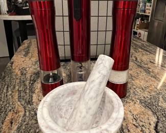 Marble pill crusher, electric wine opener, electric pepper & salt grinder 