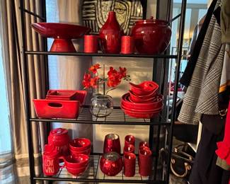decorative ceramic and red bamboo items 