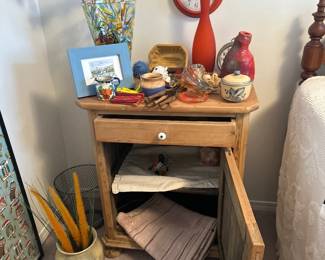 Handmade wood nightstand (open view)