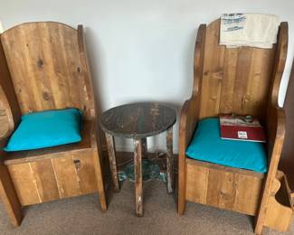 Handmade wood lambing armchairs