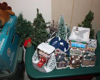 Christmas Village Buildings, Trees