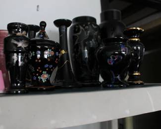 Art Nouveau Black Gold Bohemian Vases with Various Designs