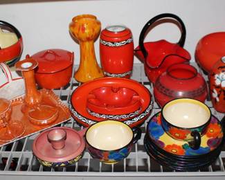 Czech Red  Black Art Glass, Luster Ware, J Mrazek Peasant Art