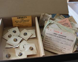 Amvet Pins and WWII Paper Items