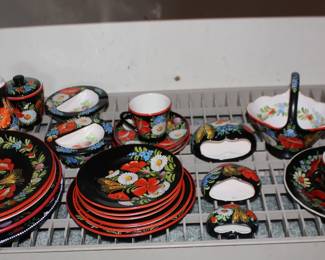 Red Black Colorful Dot,asUrbach Dishes Hand Painted