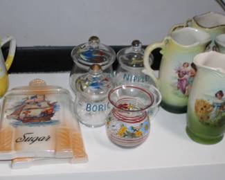 6 Gold Trimmed Glasses, Wall Plaques, Glassware