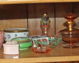Beautiful Dresser Boxes, Perfumes, Czech  Bohemian Glass