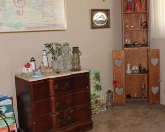 Antique Chest, Art, Corner Cabinet Light Houses
