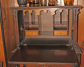 Hand Made Desk and Bench with Bohemian Glassware
