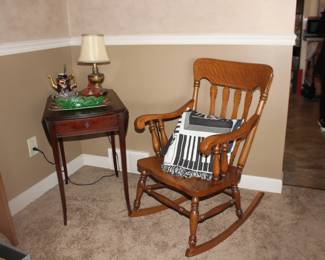 Wood Rocker and Drop Leaf Table