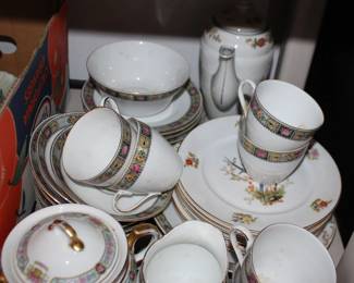 Gold Trimmed Floral China