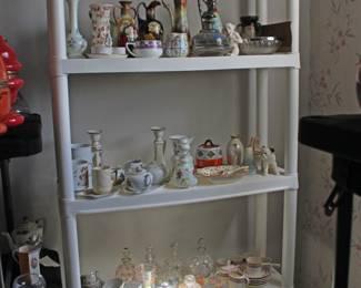 Shelf of Novelty Potter, Glassware and More