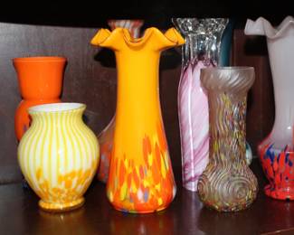 Spatter Art Glass Vases  More
