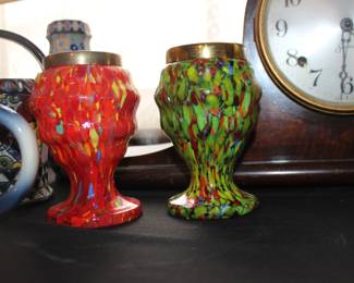 Czech Spatter Glass, Kralic Pique Fleurs Vase 