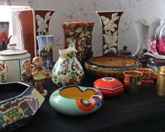 Czech Pottery, Hummel, Golden S  P  Small Golden Cups, Art Deco Vases