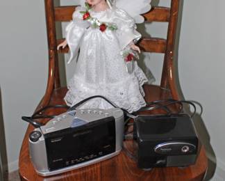 Wood chair, Angel, Emerson Radio, Sharpener