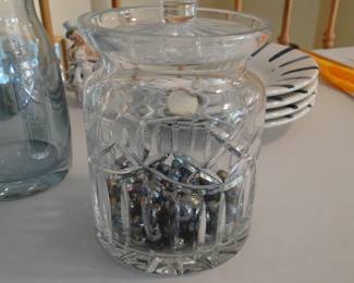 Crystal candy jar, with colorful marbles