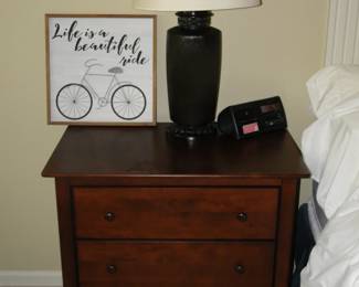 Another side table and lamp, we have the matching pair