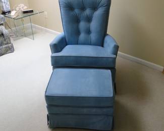Comfortable vintage chair, and matching ottoman