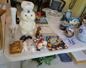 Pillsbury Dough Boy cookie jar, and some great decorative tiles too