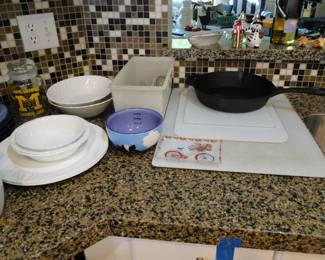 Cast iron and serving plates too