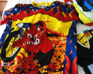 Lots and lots of biking racing shirts