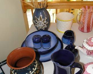 Colorful blue glazed pottery