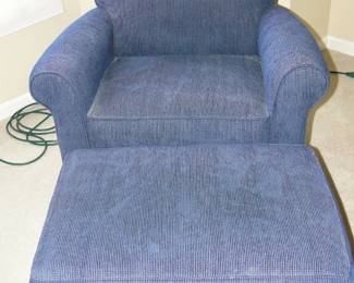 Blue chair and matching ottoman