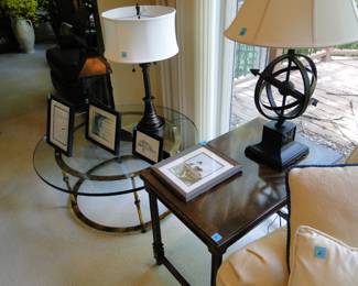 Pair of lamps, and a pair of tables
