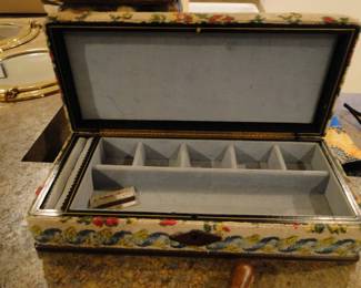 Vintage needlepoint jewelry box