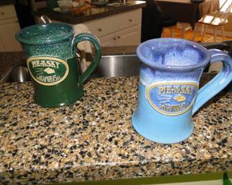 Pie in the Sky Mugs in Dark Green and Light Blue