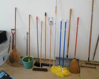 Brooms and shovels and rakes and things