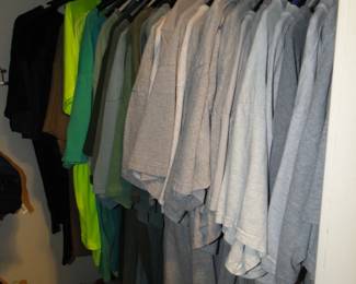 All types of t-shirts, in the color of grey. Or is it gray?