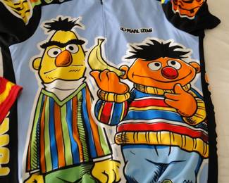Lots and lots of biking racing shirts, Burt and Ernie