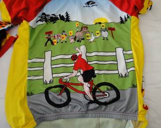 Lots and lots of biking racing shirts