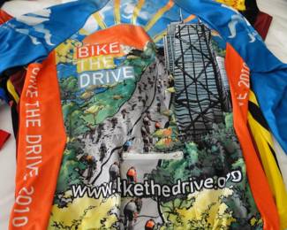Lots and lots of biking racing shirts
