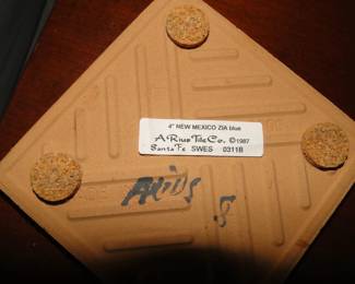 4" NEW MEXICO ZIA Blue A Rius Tile Co is the maker of the coaster, and we have a pair